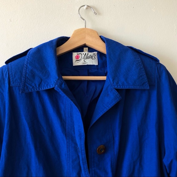VINTAGE D’Allaird’s Royal Blue Trench Coat - Picture 2 of 2